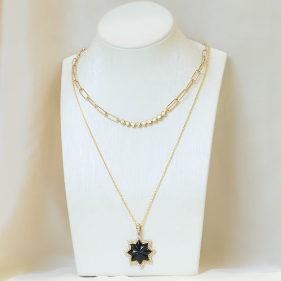 14ky 5.76ct Black Onyx Star Necklace