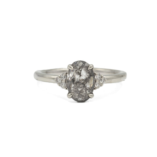 14kw .87ct Oval Salt & Pepper "Maya" Diamond Ring