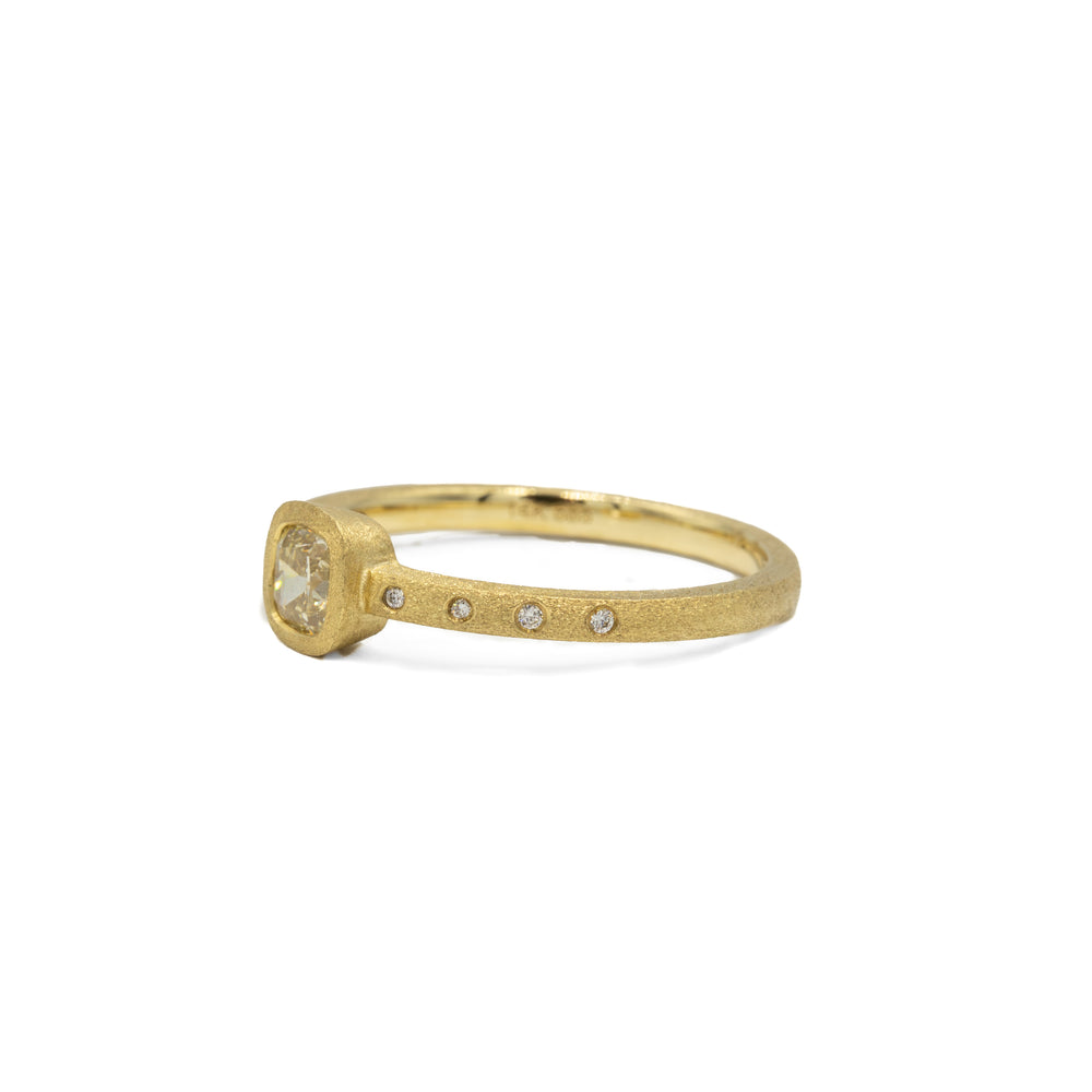 14ky .41ct Champagne Cushion Bezel Diamond Ring