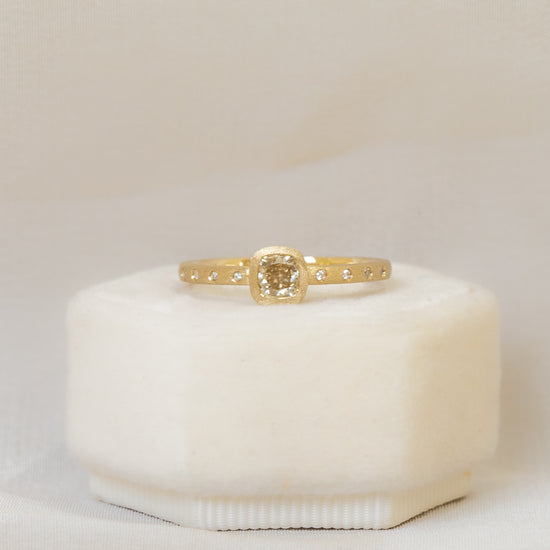 14ky .41ct Champagne Cushion Bezel Diamond Ring