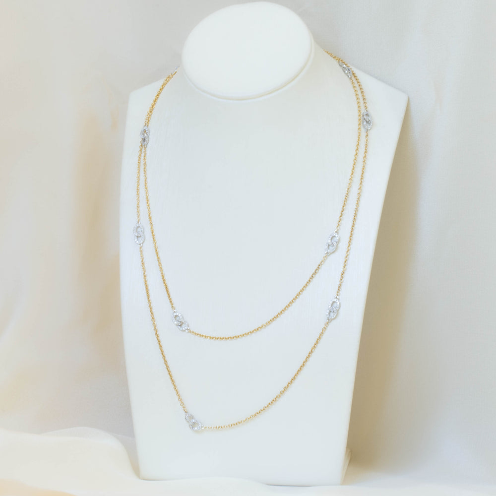 14ky/w Oval Link Station Necklace