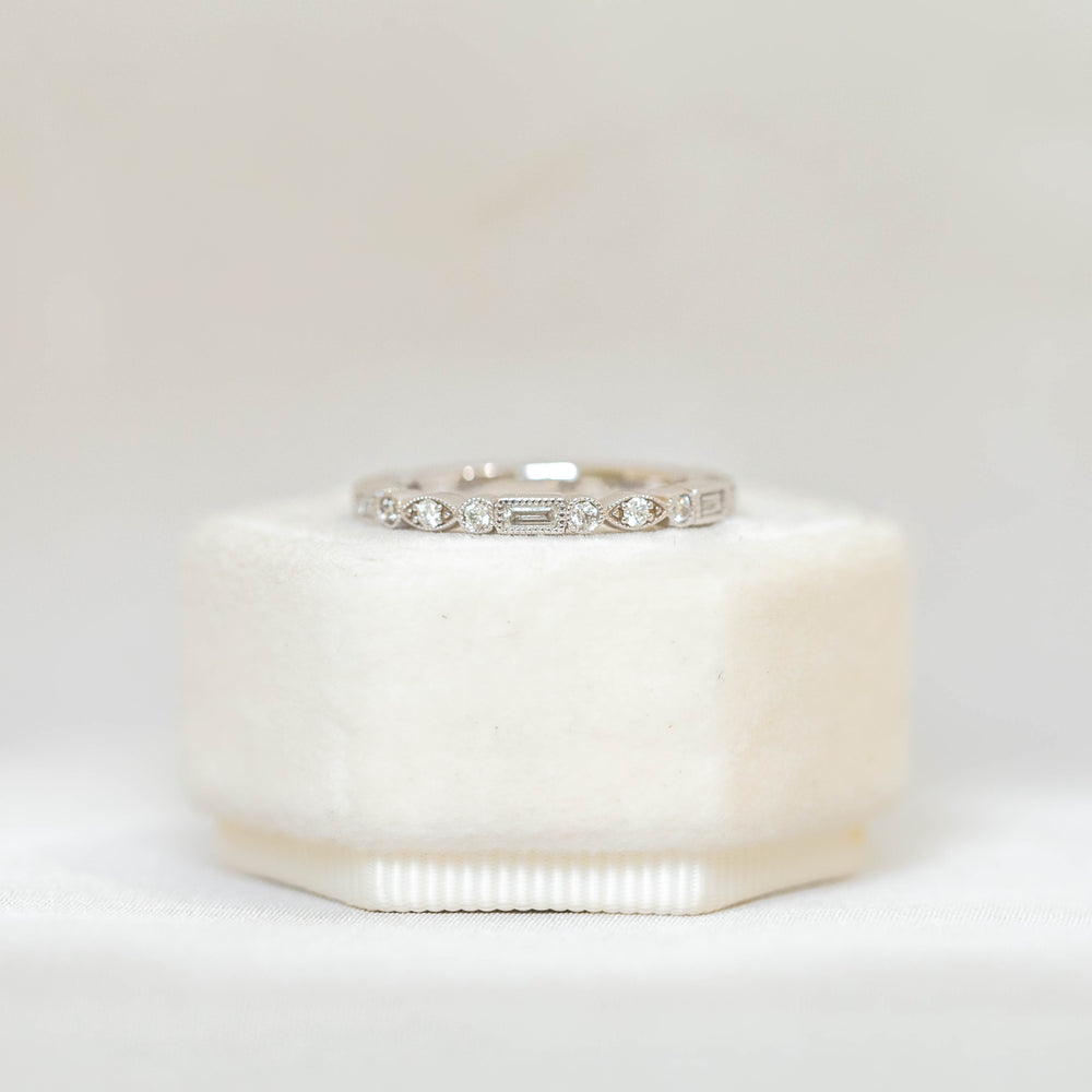 14kw Baguette & Multi Shape Bezel Diamond Band