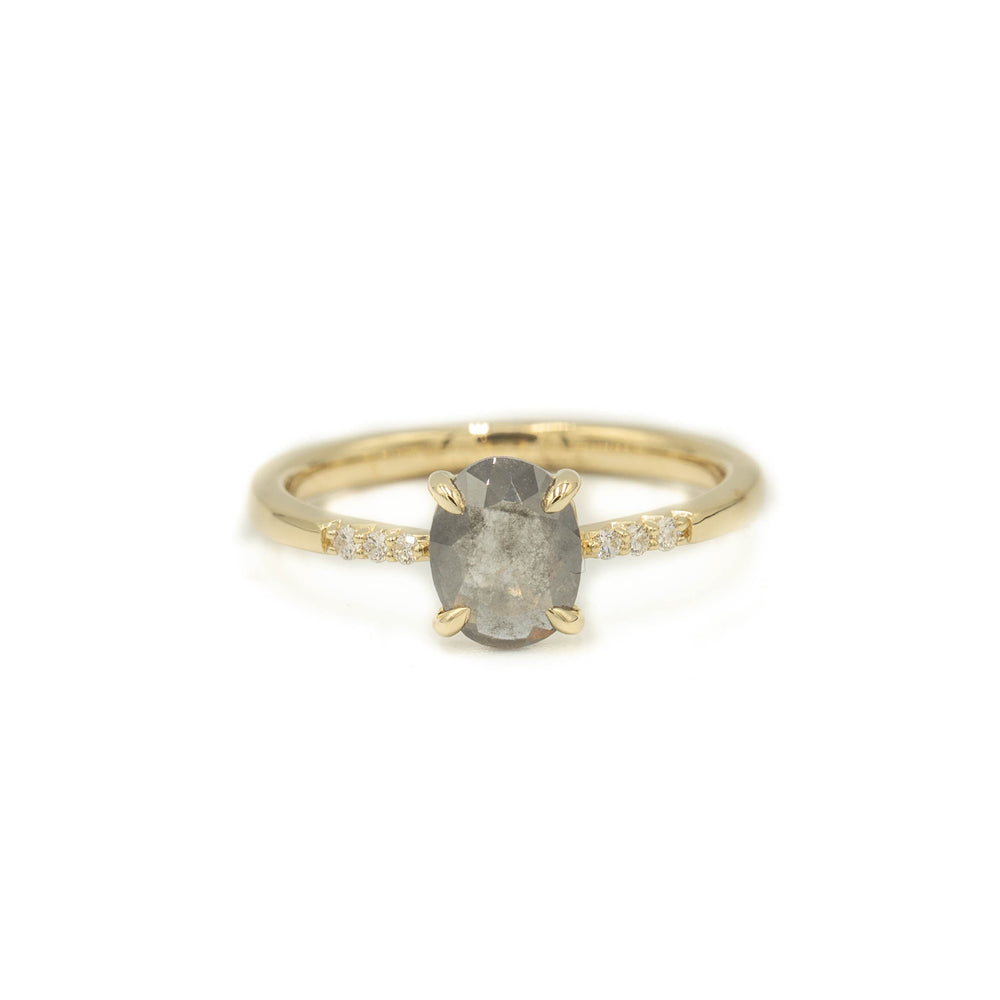 .81ct “Amry" Oval Salt & Pepper Diamond Ring
