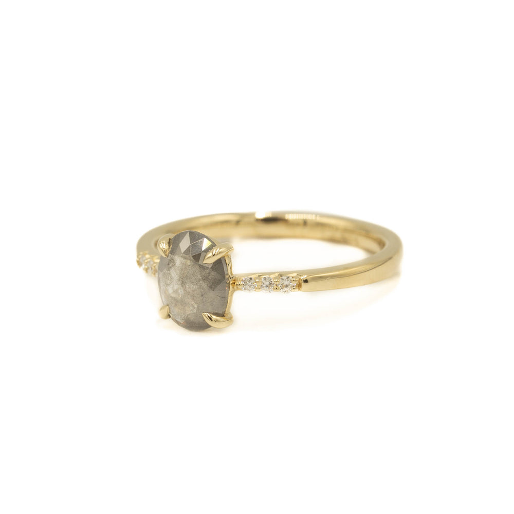 .81ct “Amry" Oval Salt & Pepper Diamond Ring