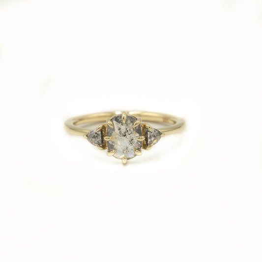 0.79ct Oval Salt & Pepper "Pria" with Trillions