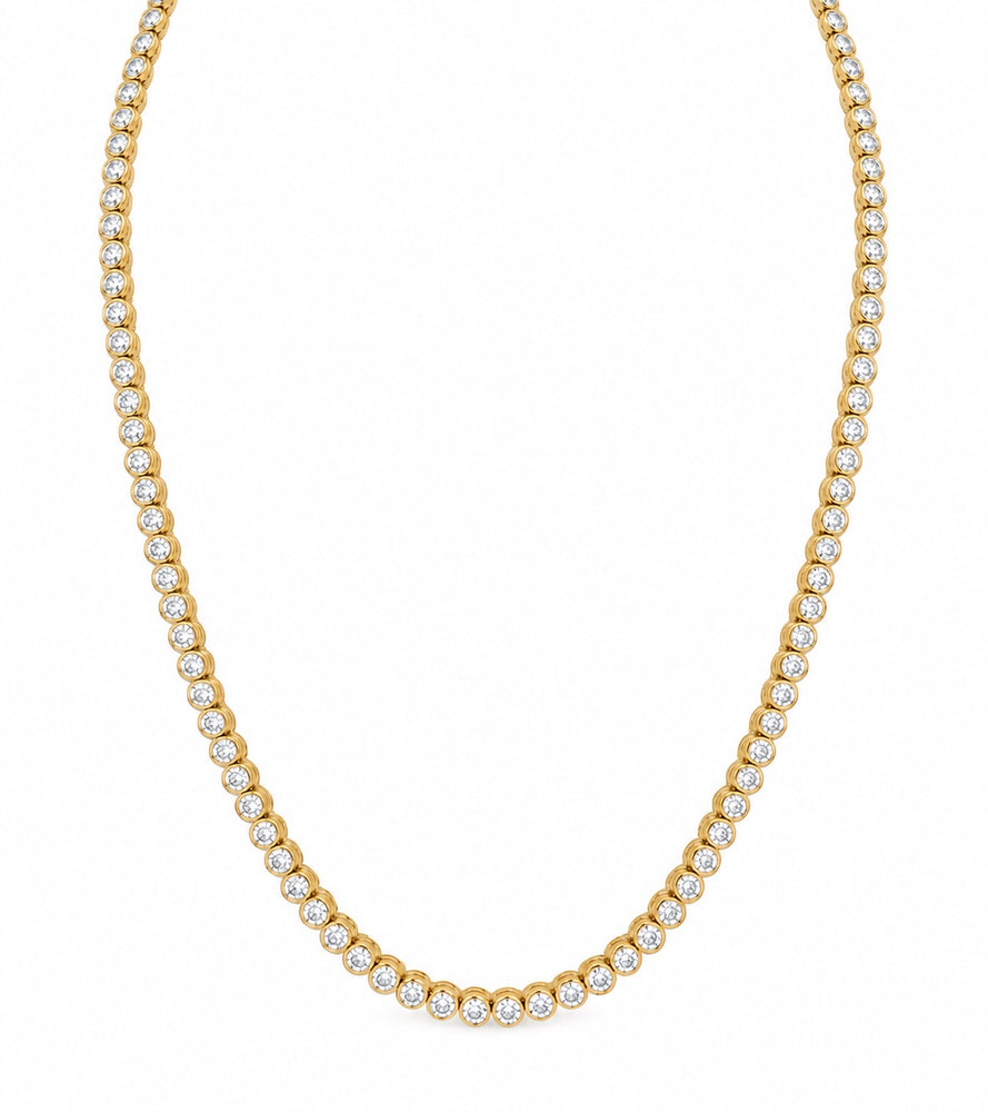 14ky 12.75ctw Lab Bezel Round Tennis Necklace