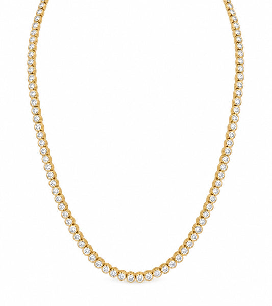14ky 12.75ctw Lab Bezel Round Tennis Necklace