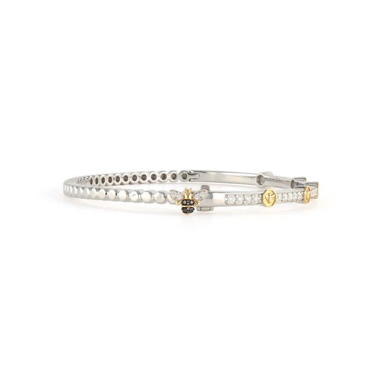 14ky/Slv Two-Toned Honeycomb Diamond Bangle