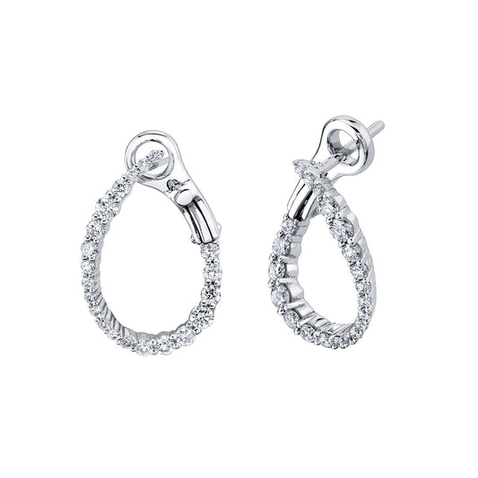 14kw .45ctw Diamond Swirl Hoop Earrings