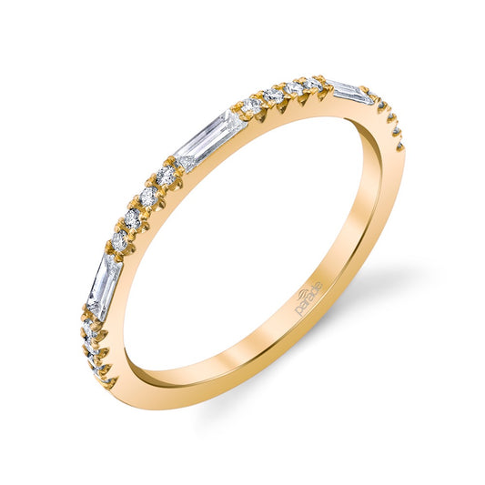 14ky .23ctw Baguette & Round Diamond Band