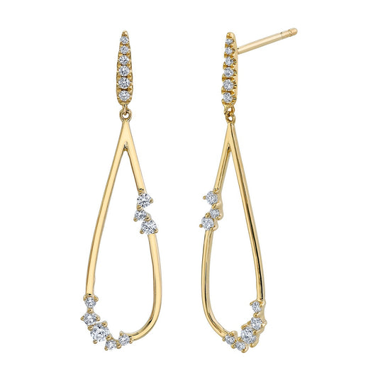 14ky .31ctw 2-Section Dangle Drop Earrings