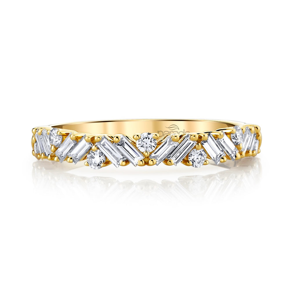14ky .57ctw Round & Baguette Geo Band