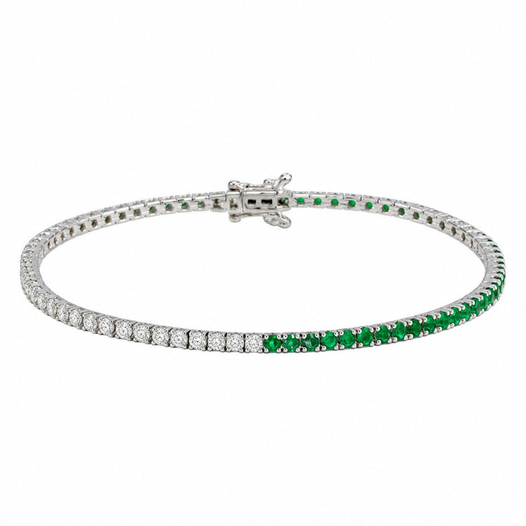 14kw Emerald and Diamond Tennis Bracelet