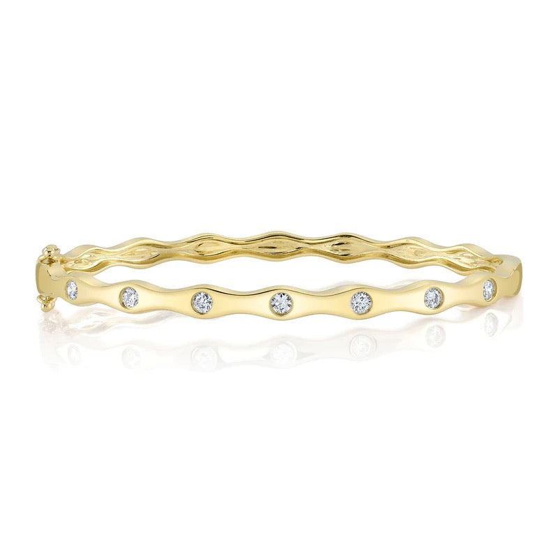 14ky .45ctw Wavy Flush Set Bangle