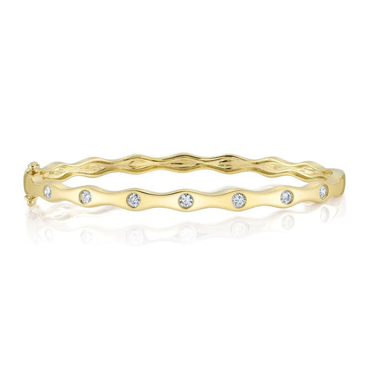 14ky .45ctw Wavy Flush Set Bangle