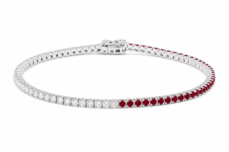 14kw Ruby and Diamond Tennis Bracelet