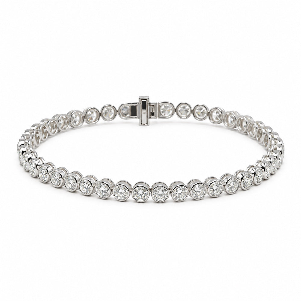 14kw 7.30ctw Lab Bezel Round Tennis Bracelet