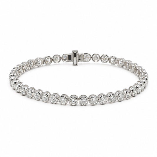 14kw 7.30ctw Lab Bezel Round Tennis Bracelet