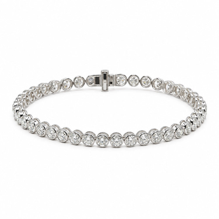 14kw 7.30ctw Lab Bezel Round Tennis Bracelet
