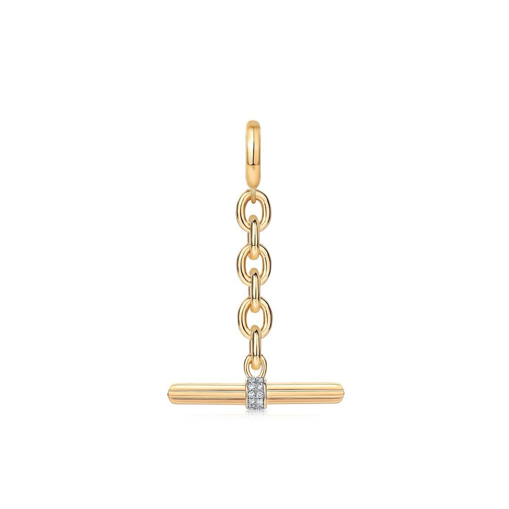 14kt Ribbed .10ctw Diamond Section Toggle Link Charm