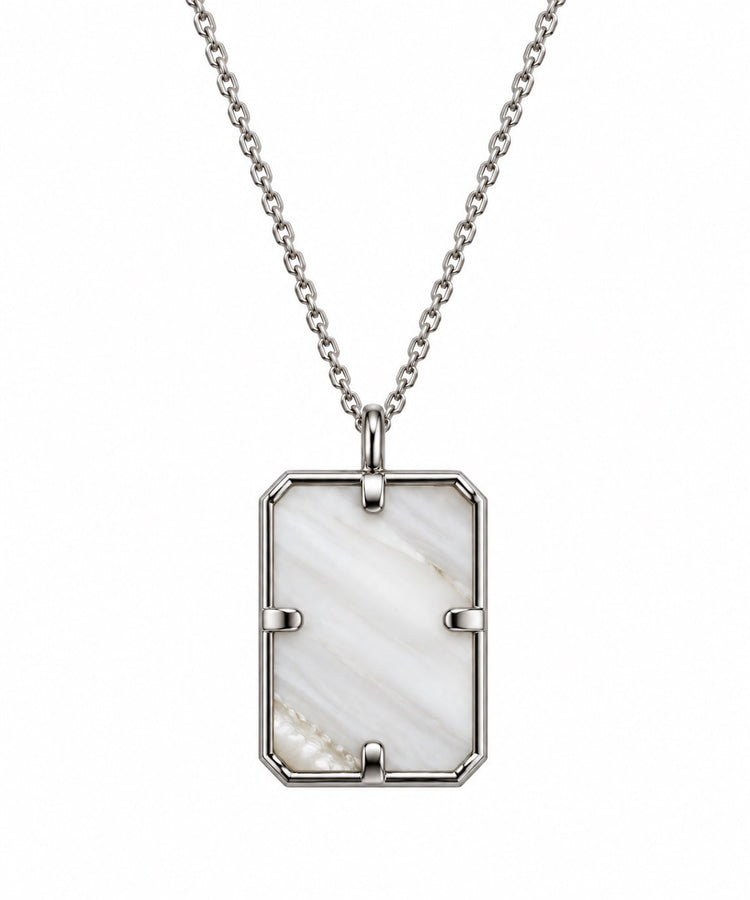 Sterling Silver & Mother of Pearl 1 Bam Charm Necklace