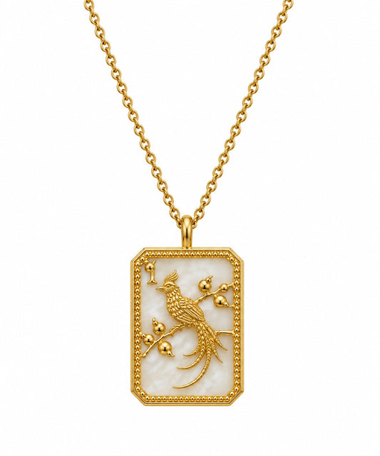 14ky Gold-Plated Mother of Pearl 1 Bam Charm Necklace
