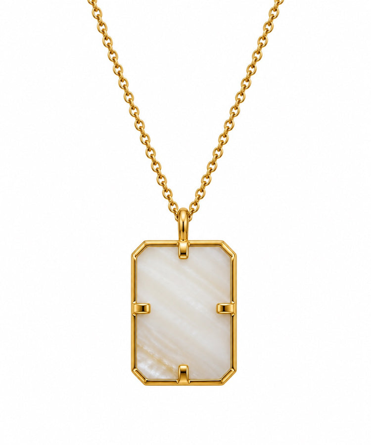 14ky Gold-Plated Mother of Pearl 1 Bam Charm Necklace