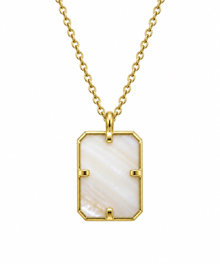 14ky & Mother of Pearl Mahjong 1 Bam Bird Charm Necklace
