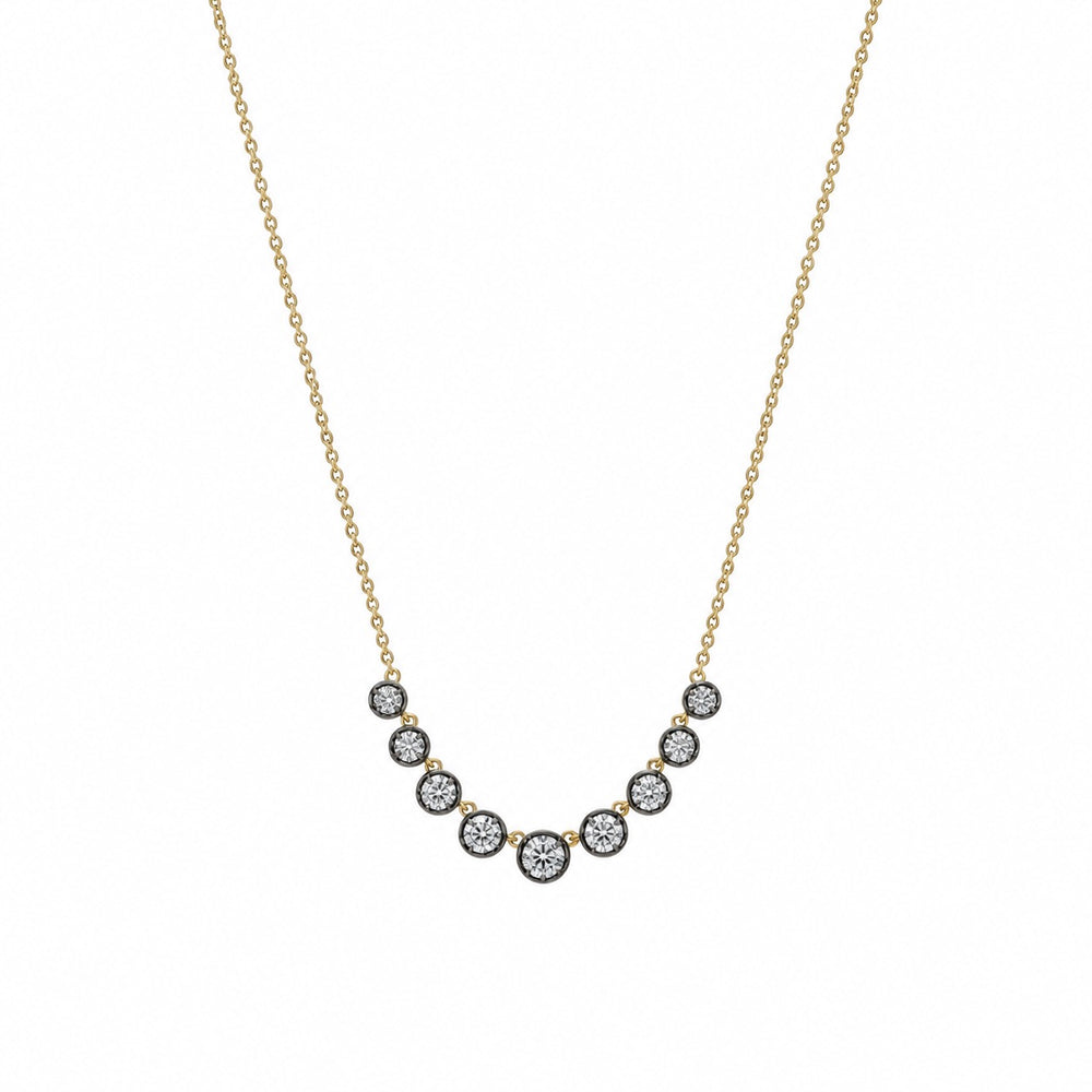 14ky/Black Rhodium 0.75ct Lab Grown Georgian Collet Graduated Necklace