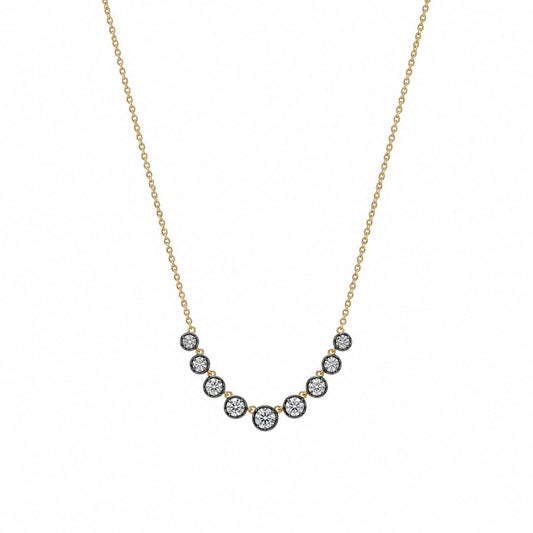 14ky/Black Rhodium 0.75ct Lab Grown Georgian Collet Graduated Necklace