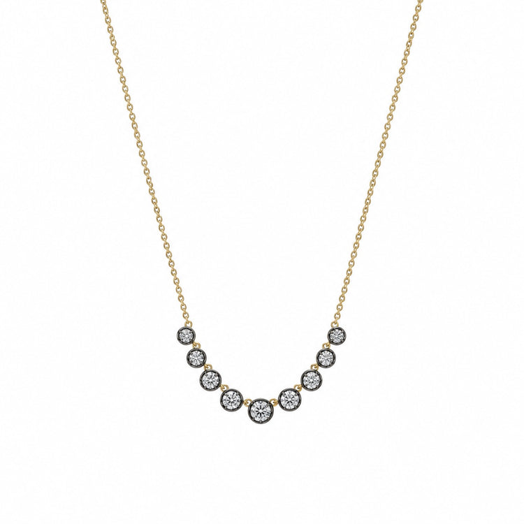 14ky/Black Rhodium 0.75ct Lab Grown Georgian Collet Graduated Necklace