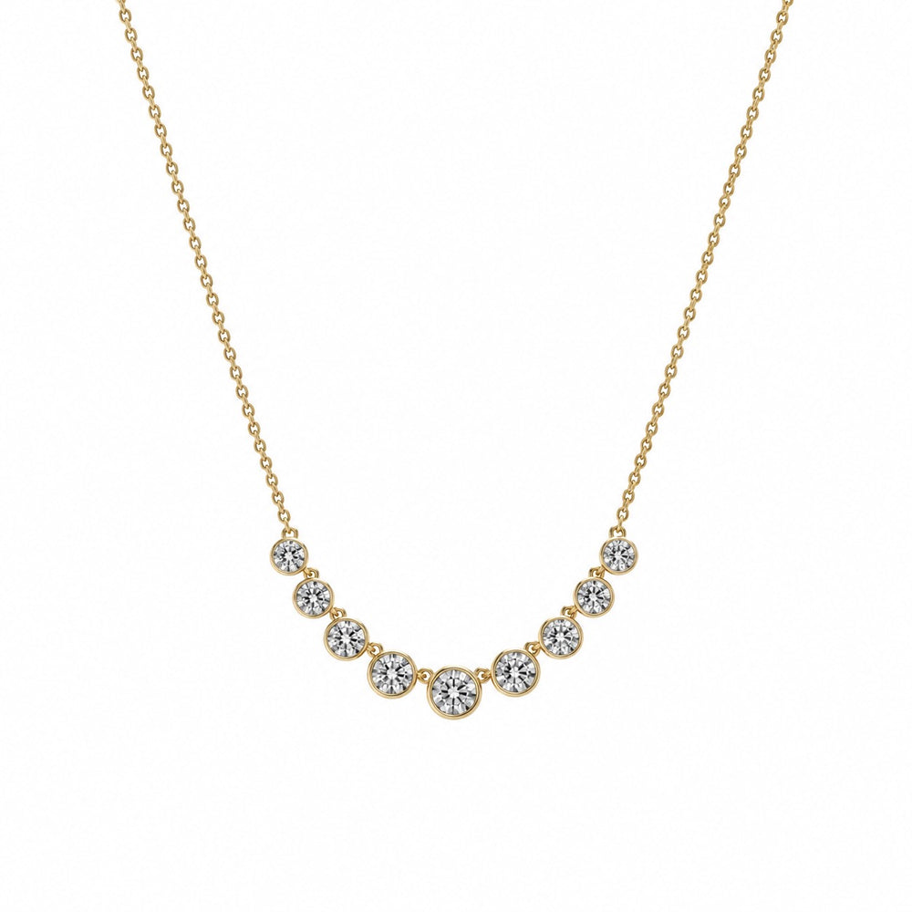 14ky 0.75ct Lab Grown Georgian Collet Graduated Necklace