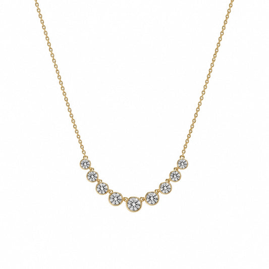 14ky 0.75ct Lab Grown Georgian Collet Graduated Necklace
