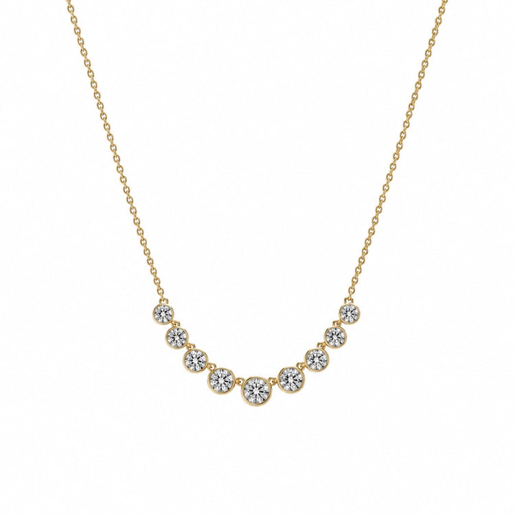 14ky 0.75ct Lab Grown Georgian Collet Graduated Necklace