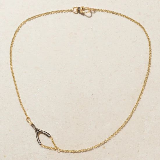 14ky Wishbone Diamond Necklace by Lucy Delius