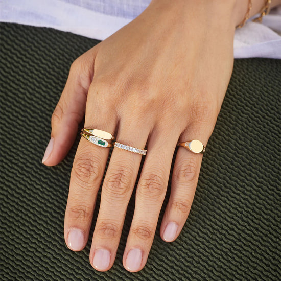 14y Diamond & Emerald Treasure Ring by EF Collection