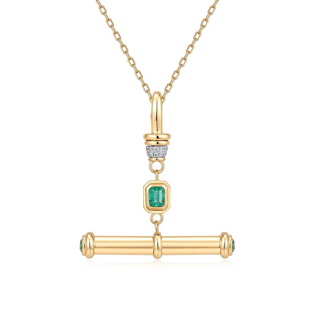 14ky .50ct Emerald & Diamond Toggle Charm