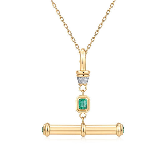 14ky .50ct Emerald & Diamond Toggle Charm
