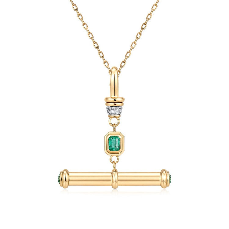 14ky .50ct Emerald & Diamond Toggle Charm
