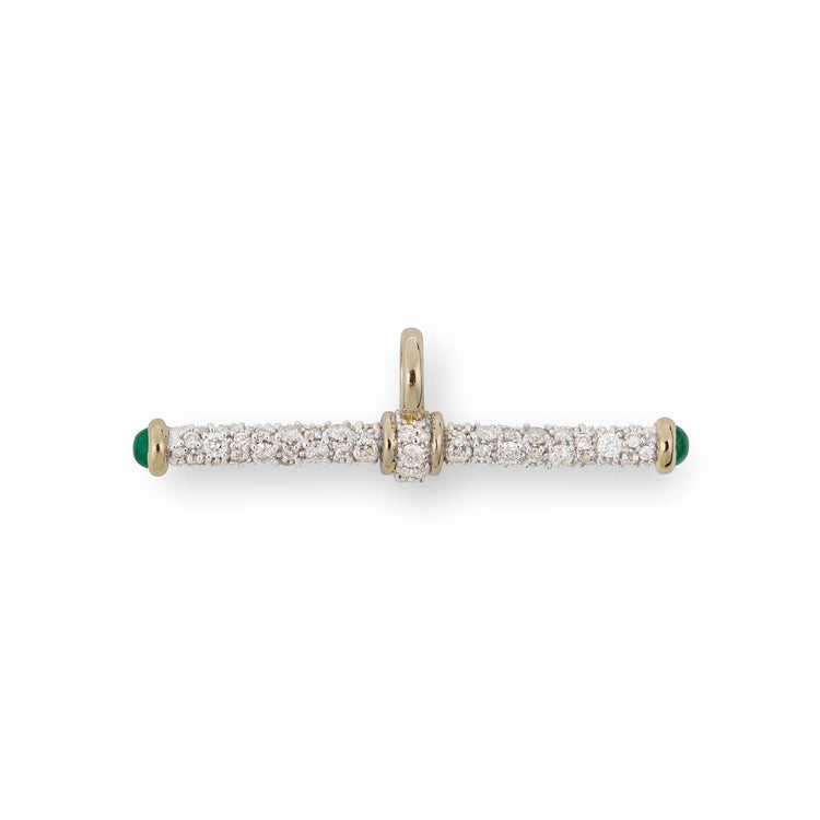 Modern Finish Diamond Pavé T-Bar Pendant by Lucy Delius