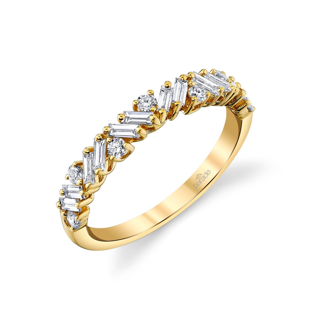 14ky .57ctw Round & Baguette Geo Band
