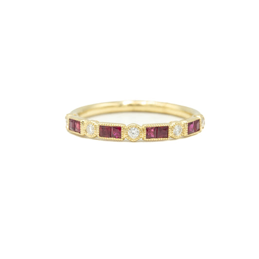 14y Ruby & Diamond Bezel Band