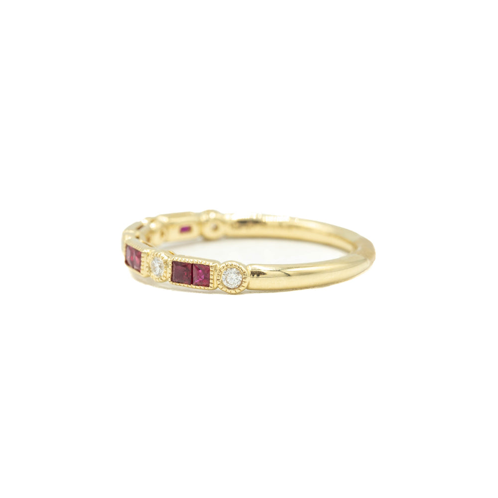 14y Ruby & Diamond Bezel Band