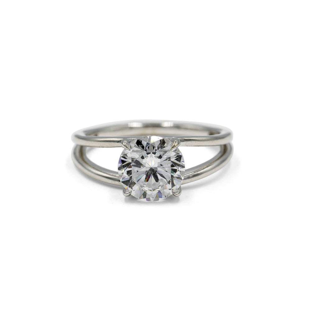 14kw Round Wide Open Taper Split Shank Diamond Ring