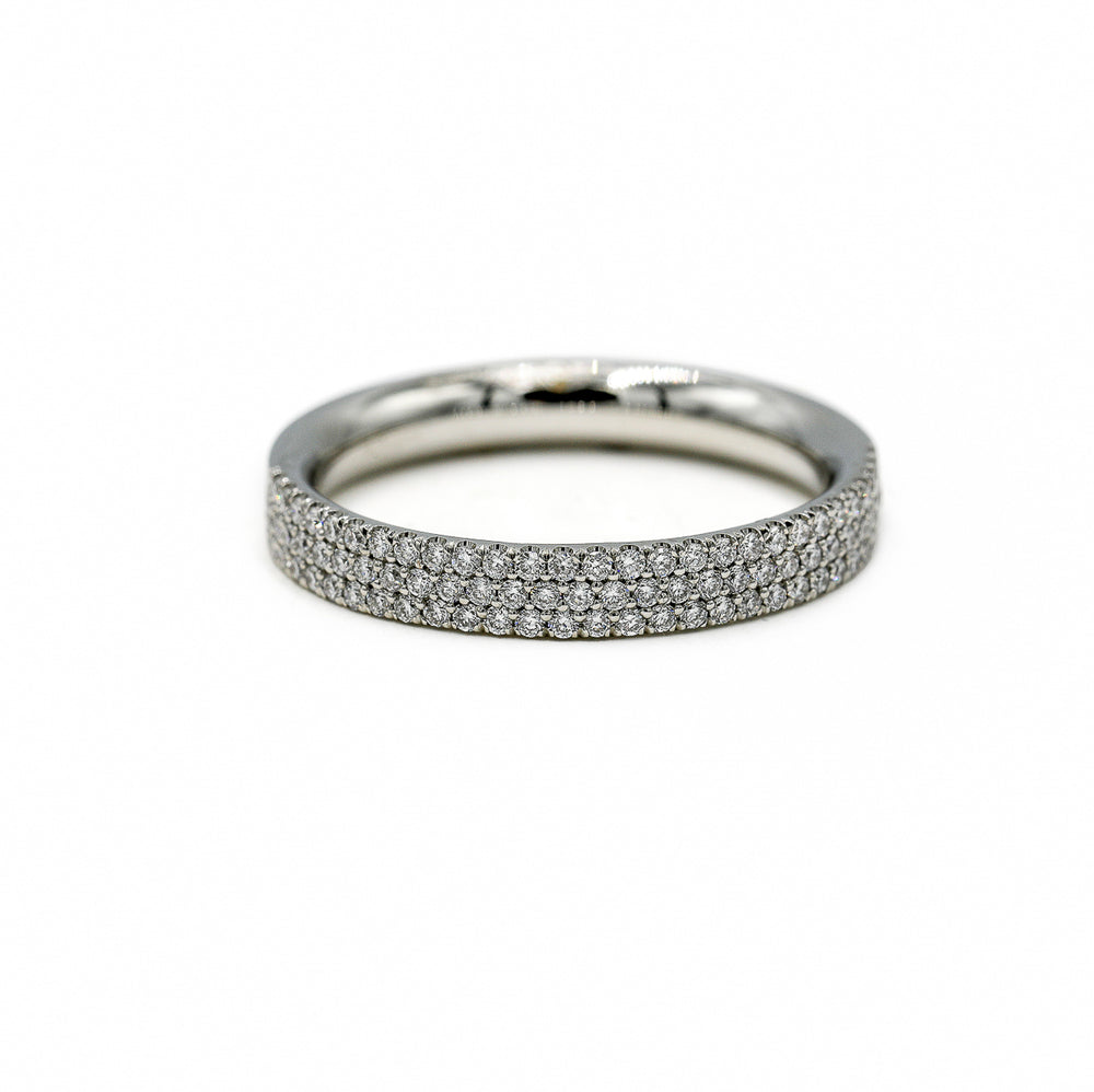 Platinum .33ctw 3-Row Flat Pave Lab Diamond Band