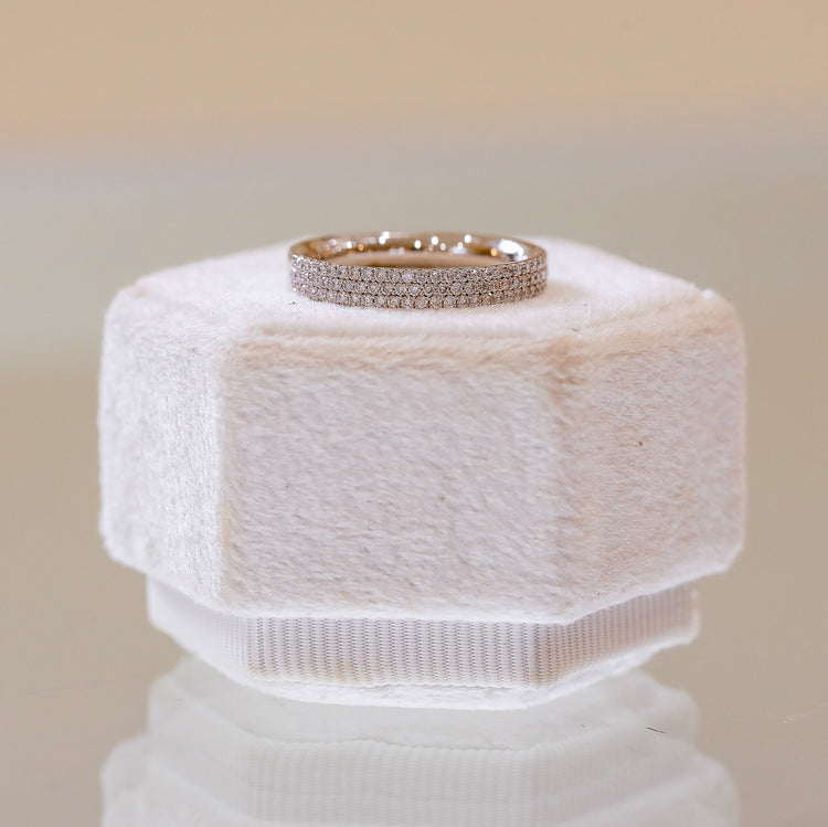 Platinum .33ctw 3-Row Flat Pave Lab Diamond Band
