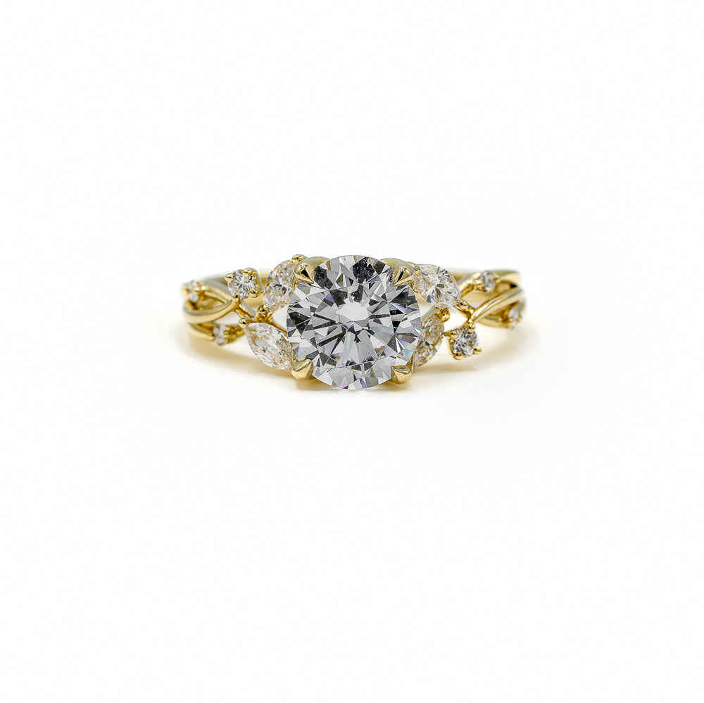 14ky .32ctw Marquise Double Diamond Leaf Twist Ring