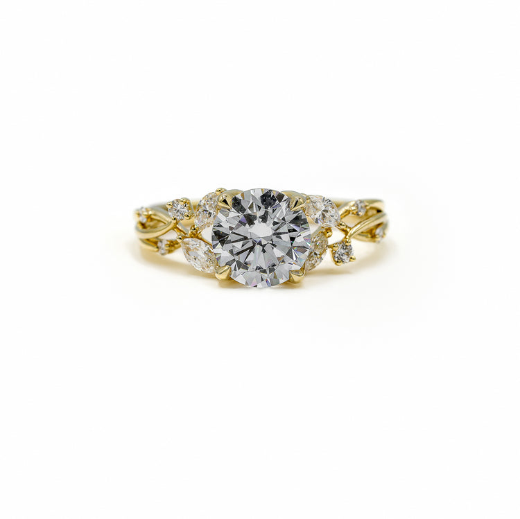 14ky .32ctw Marquise Double Diamond Leaf Twist Ring