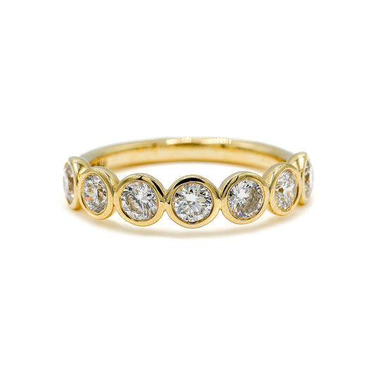 14ky 1.32ctw Lab 7-Stone Round Bezel Bubble Band