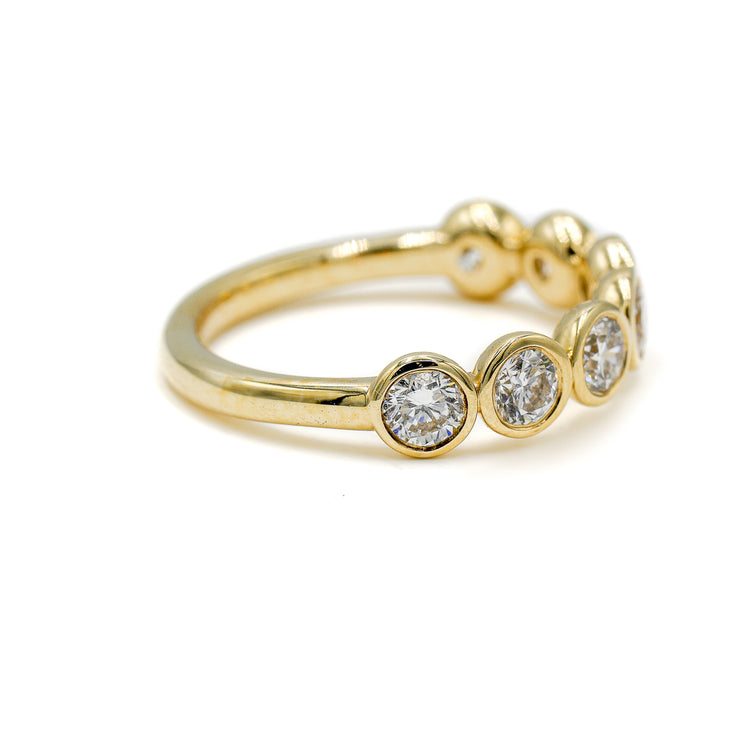 14ky 1.32ctw Lab 7-Stone Round Bezel Bubble Band
